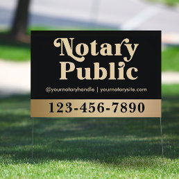 Professional Vintage Gold Mobile Notary Yard  Sign