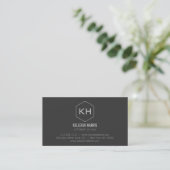 Professional Vintage Gray Monogram Logo Business Card (Standing Front)