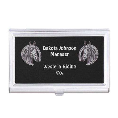 Professional Vintage Horse and Horseshoe Western Business Card Case