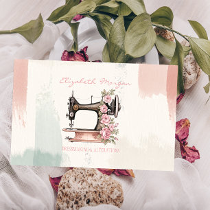 Professional Vintage Sewing Machine Brush Stroke Business Card