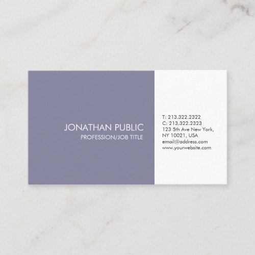 Professional Violet White Elegant Artistic Plain Business Card