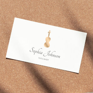 Professional Violinist Gold Elegant White Business Card