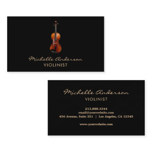 Professional Violinist Violin musical Black Gold Business Card