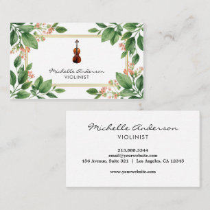 Professional Violinist Violin musical flowers Business Card