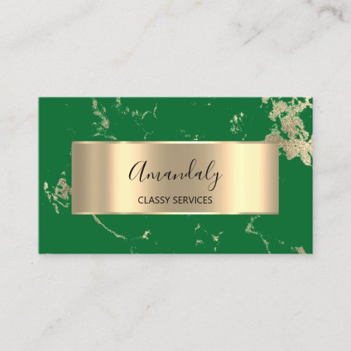 Professional VIP Gold Abstract Marble Fresh Green Business Card