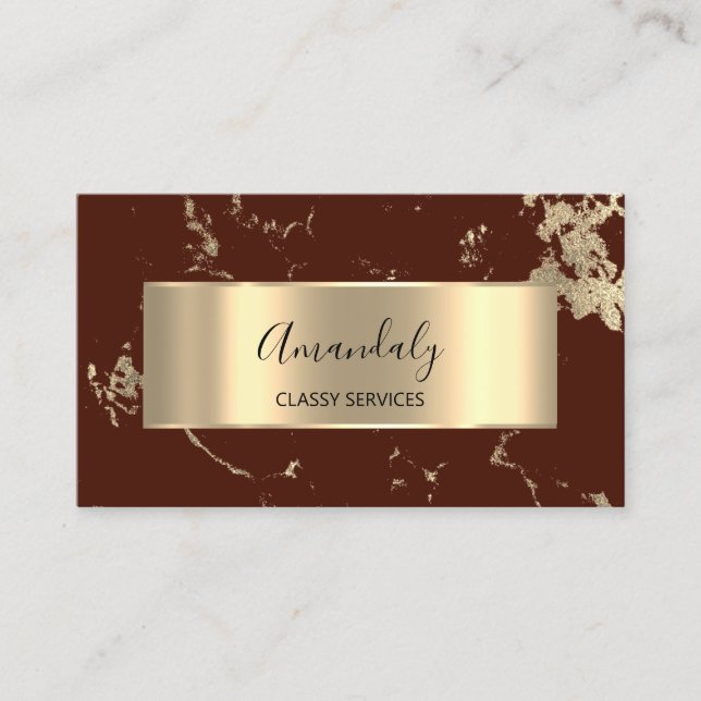 Professional VIP Gold Abstract Marble Maroon Bronz Business Card (Front)