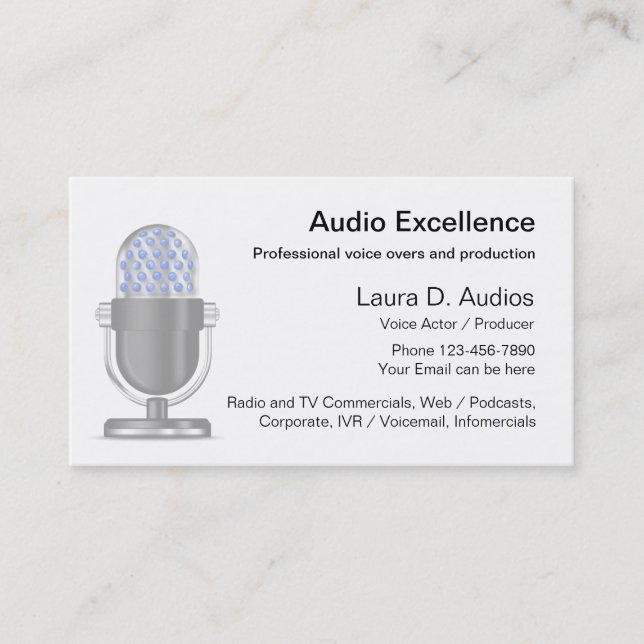 Professional Voice Actor Business Cards Design (Front)