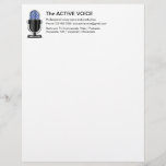 Professional Voice Over Actor Business Letterhead<br><div class="desc">Voice Over professionals are a unique profession so this letterhead gives you a professional look on a budget. Designed in a retro style with antique microphone in the background perfect for a Voice Over actor,  radio broadcast,  or podcast service.</div>