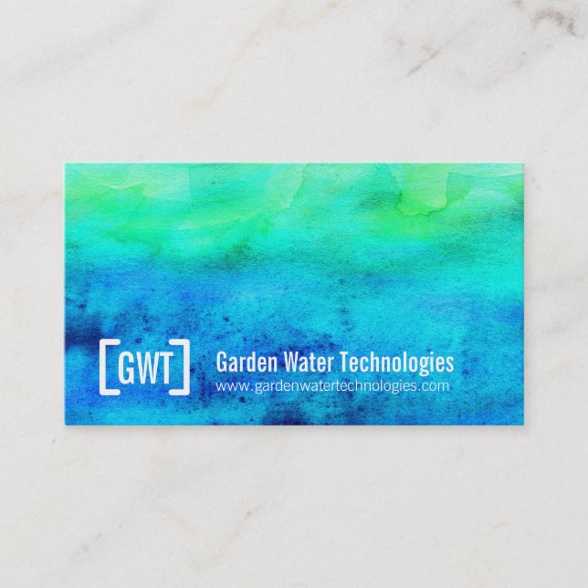 Professional water blue green business cards (Front)