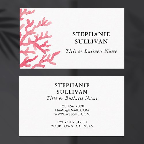 Professional Watercolor Coral Business Card