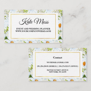 Professional Watercolor Daisy Business Card