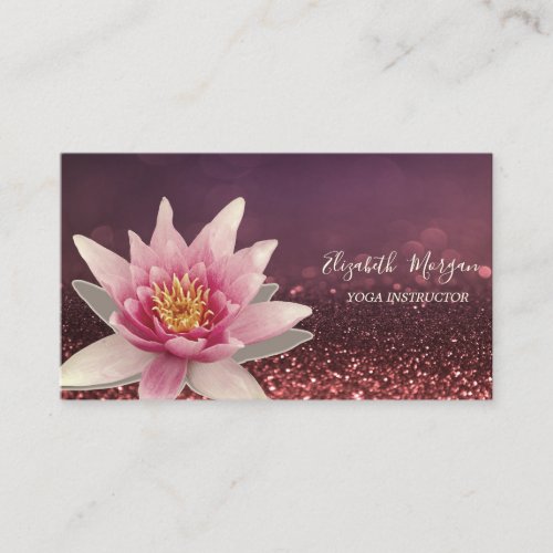 Professional Watercolor Lotus Yoga Bokeh  Business Card