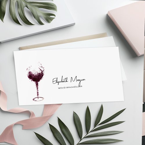 Professional Watercolor Wine Stain Wine Glass  Business Card