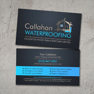 Professional Waterproofing Services Contractor  Business Card