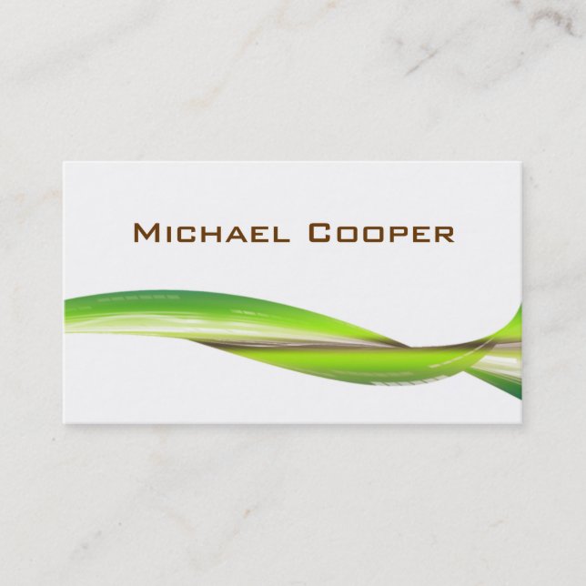 Professional Wave Business Card Green White (Front)