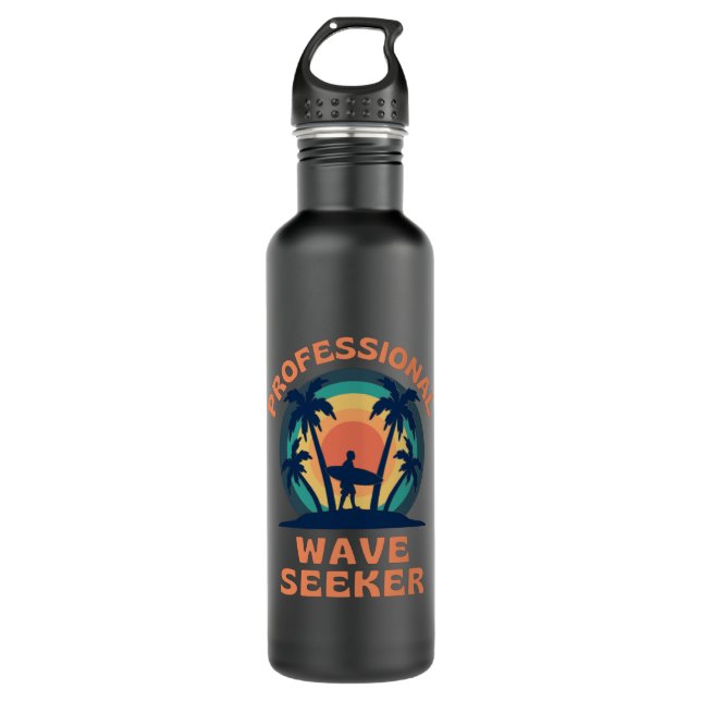 Professional Wave Seeker Surfing Surfer Stainless Steel Water Bottle (Front)