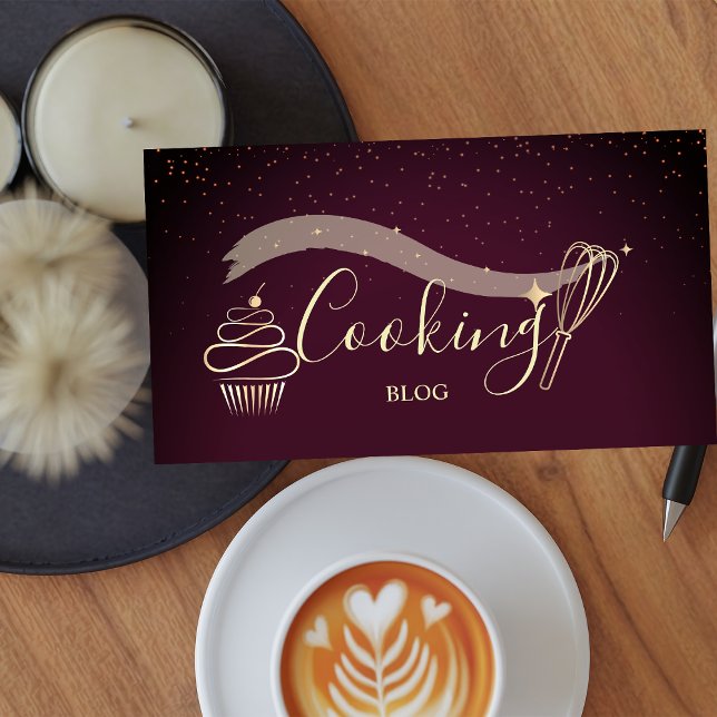  Professional,Whisk,Cupcake,Cooking Burgundy Business Card (Creator Uploaded)