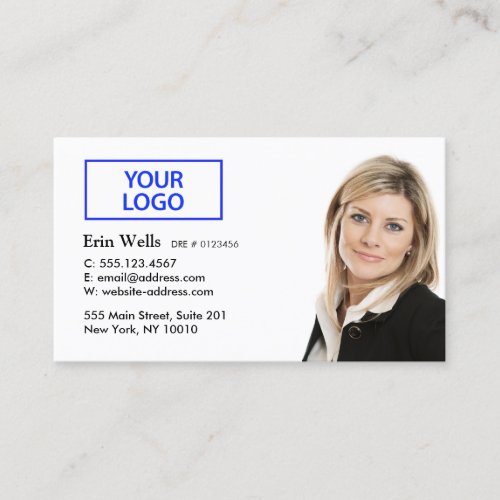 Professional White Add Your Photo Logo Business Card