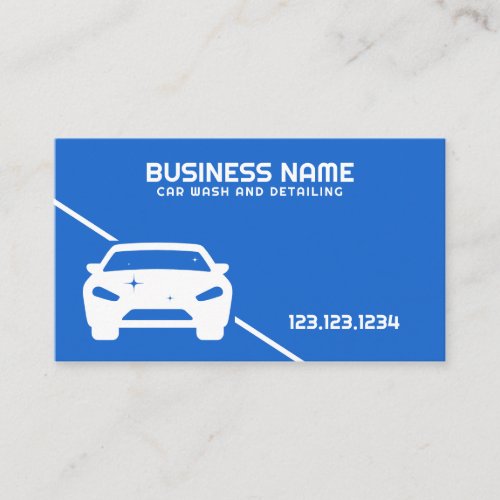 Professional White and Blue Car Wash Service Business Card