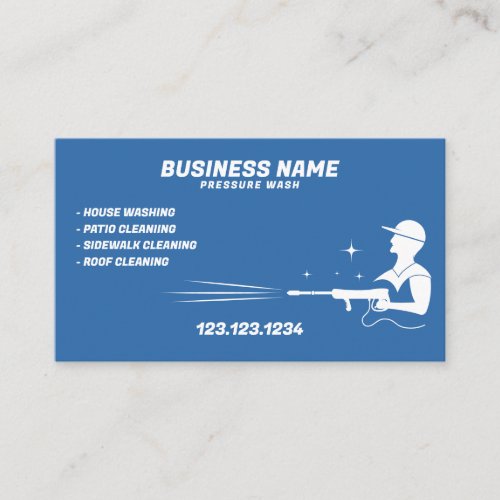 Professional White and Blue Pressure Washer Business Card