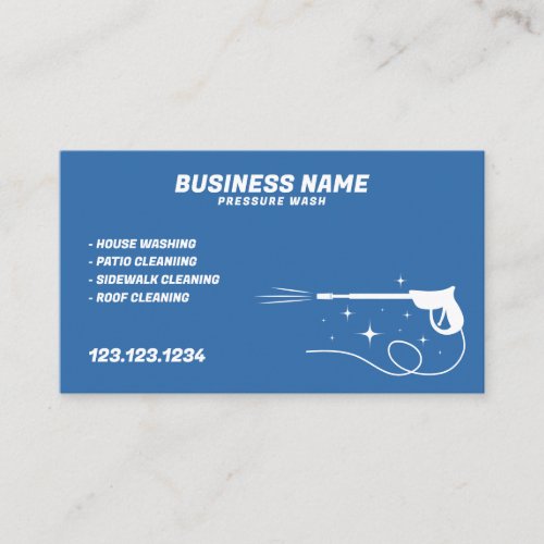 Professional White and Blue Pressure Washer Gun Business Card