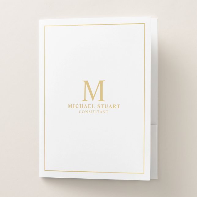 Professional White and Gold Pocket Folder (Front)