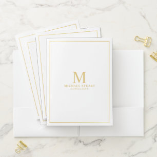 Professional White and Gold Pocket Folder