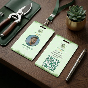 Professional White and Green Lawn Care Badge