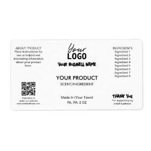 Professional White Bath And Body Product Labels