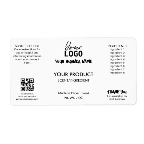 Professional White Bath And Body Product Labels