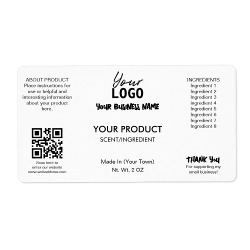 Professional White Bath And Body Product Labels