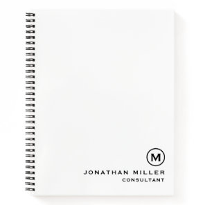 Professional White Black Monogram Hardcover Sketch Notebook