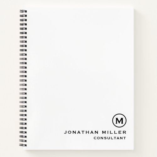 Professional White Black Monogram Hardcover Sketch Notebook