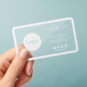 Professional White Border Custom Logo Clear Modern Business Cards