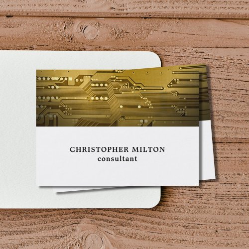 Professional White Gold Circuit Board Consultant Business Card