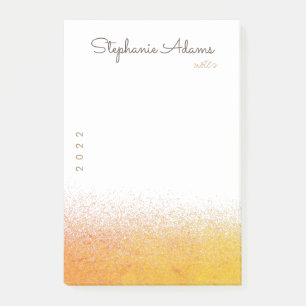 Professional White Gold Glitter Signature Monogram Post-it Notes