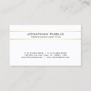 Professional White Gold Simple Modern Elegant Business Card by art_grande at Zazzle