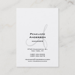 Professional White Gray Monogram Plain Business Card