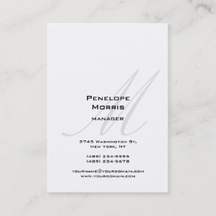 Professional White Gray Monogram Plain Modern Business Card