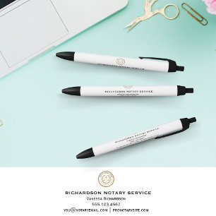 Professional White Logo Business Promotion Notary Pen