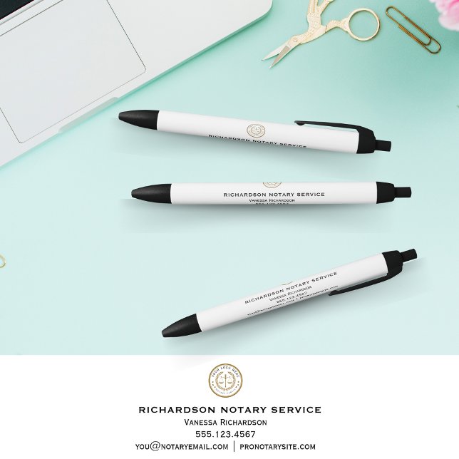 Professional White Logo Business Promotion Notary  Pen (Creator Uploaded)