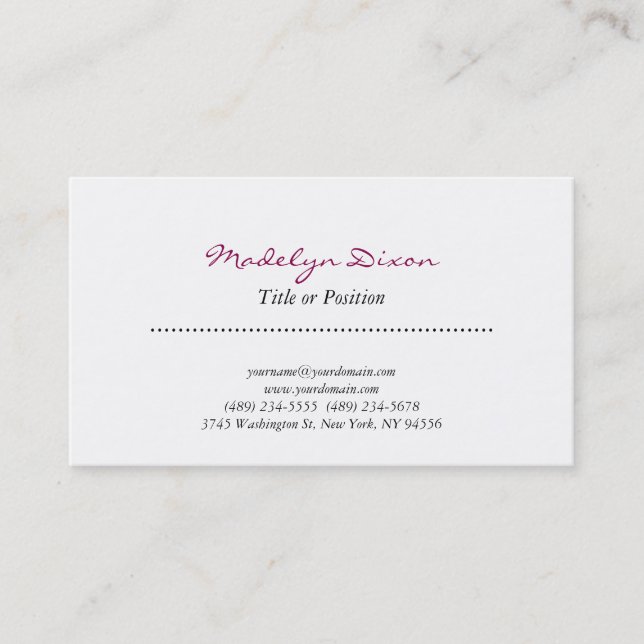 Professional White Manager Consultant Chief Business Card (Front)