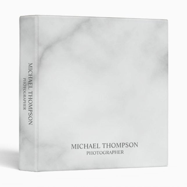 Professional White Marble 3 Ring Binder (Front/Spine)
