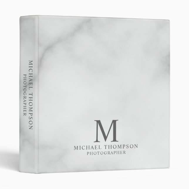 Professional White Marble 3 Ring Binder (Front/Spine)