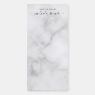 Professional White Marble Modern Script Magnetic N Notepad