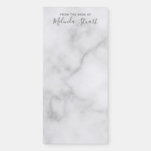 Professional White Marble Modern Script Magnetic Notepad