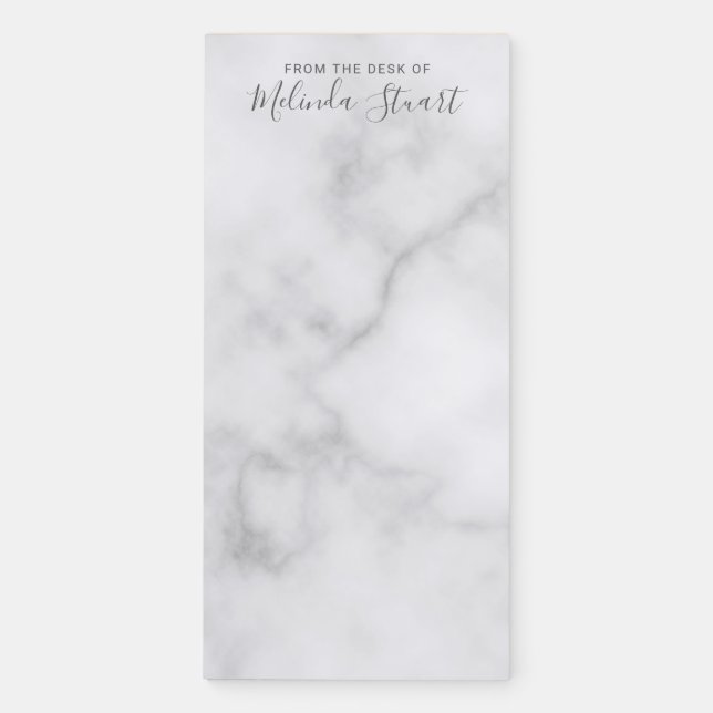 Professional White Marble Modern Script Magnetic Notepad (Front)