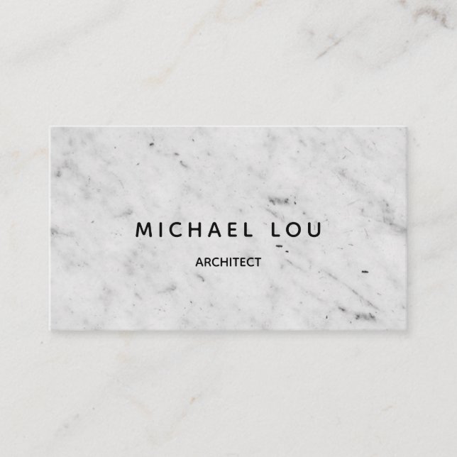 Professional White Marnle Modern Minimal Business Card (Front)