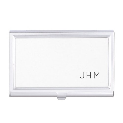 Professional White Minimalist Monogrammed Business Card Case