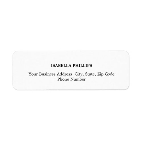 Professional White Minimalist Plain Creative Label